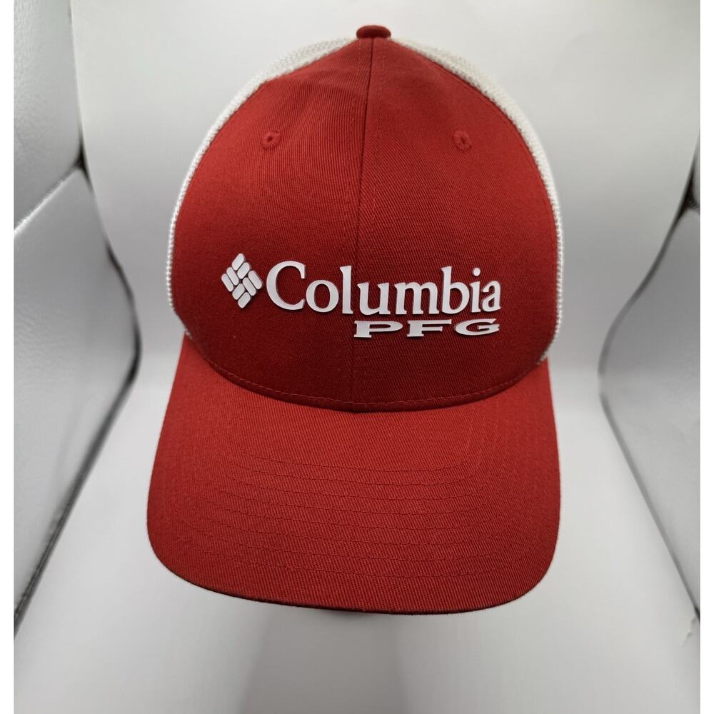 Columbia‎ PFG Logo Mesh L/XL Red White Outdoors Fish Fishing Casual.